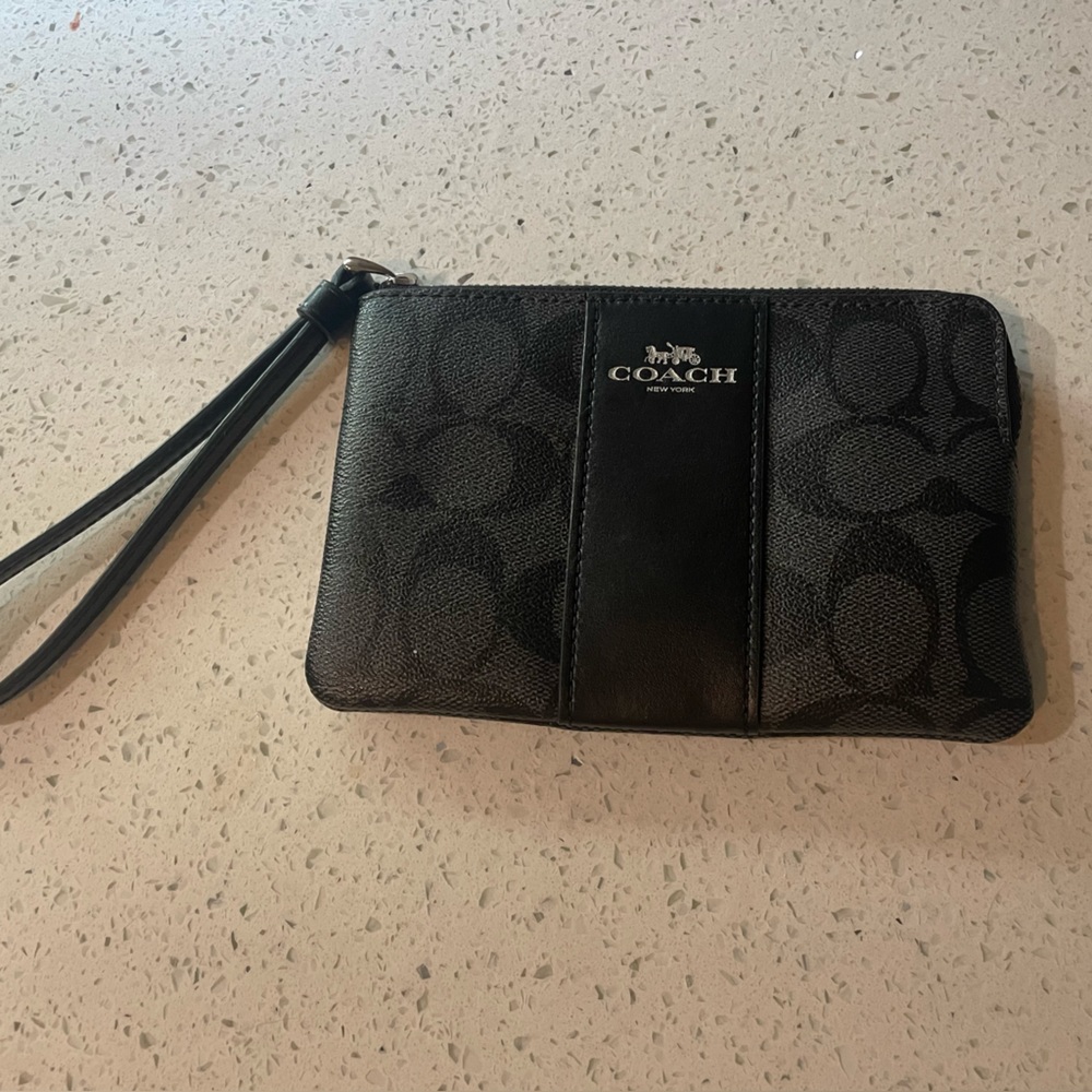 Authentic black monogram coach wristlet
